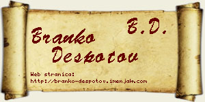 Branko Despotov vizit kartica
